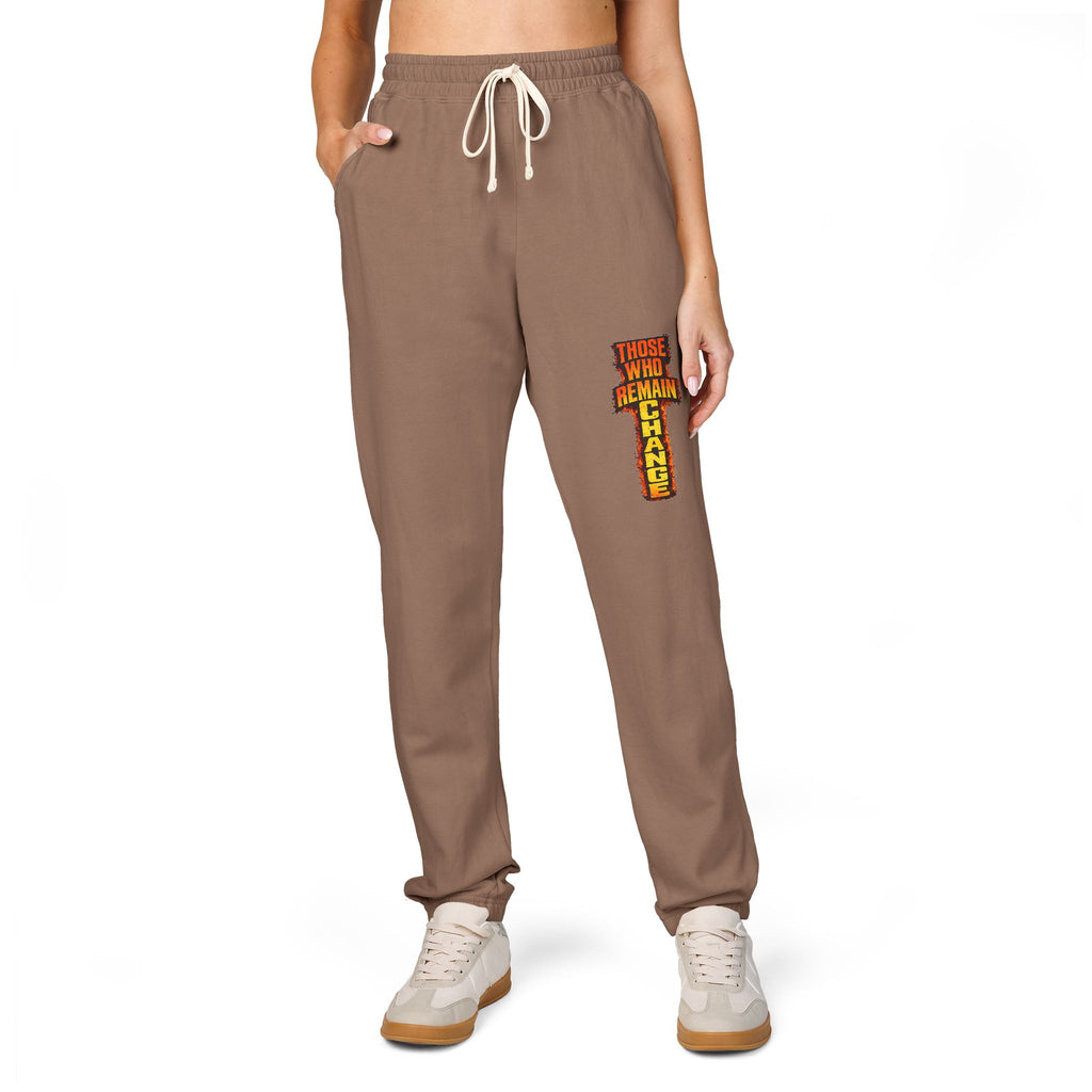 Graphic Sweatpants — Vertical 'Peace, Love, Music' Retro Band Design