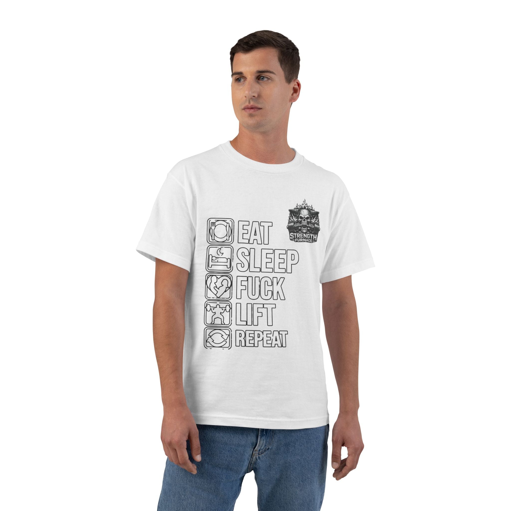 Eat Sleep Fuck Lift Repeat T-Shirt — Gym Humor Workout Tee