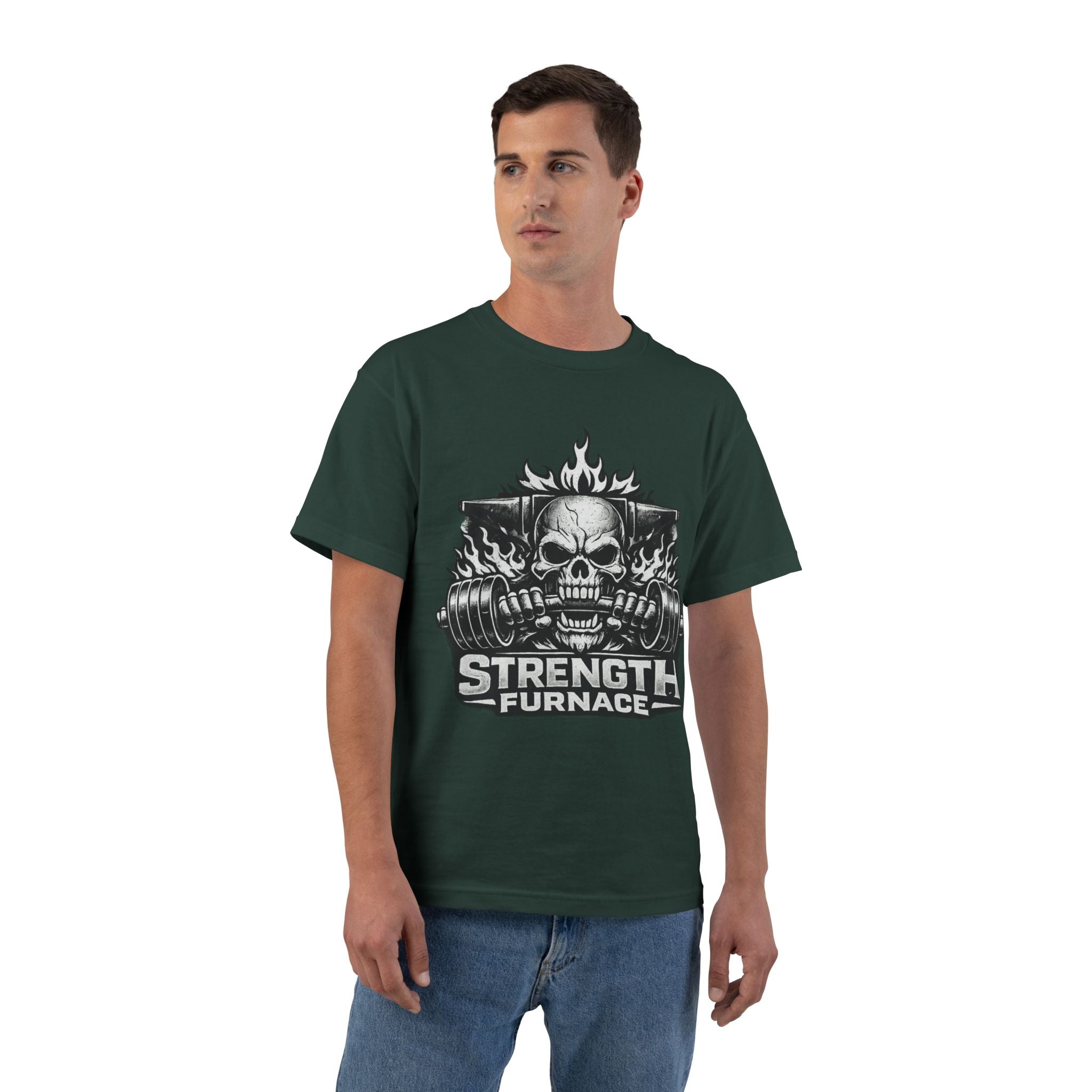 Strength Furnace Skull Gym T-Shirt — Deadlift Weightlifting Tee