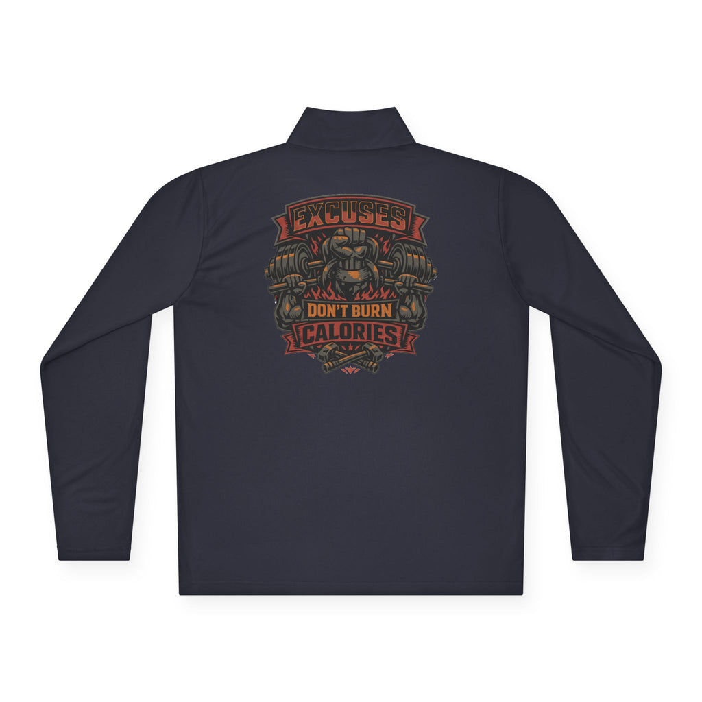 Quarter-Zip Pullover — "Calories Don't Burn, I Crush Them" Vintage Gym Graphic