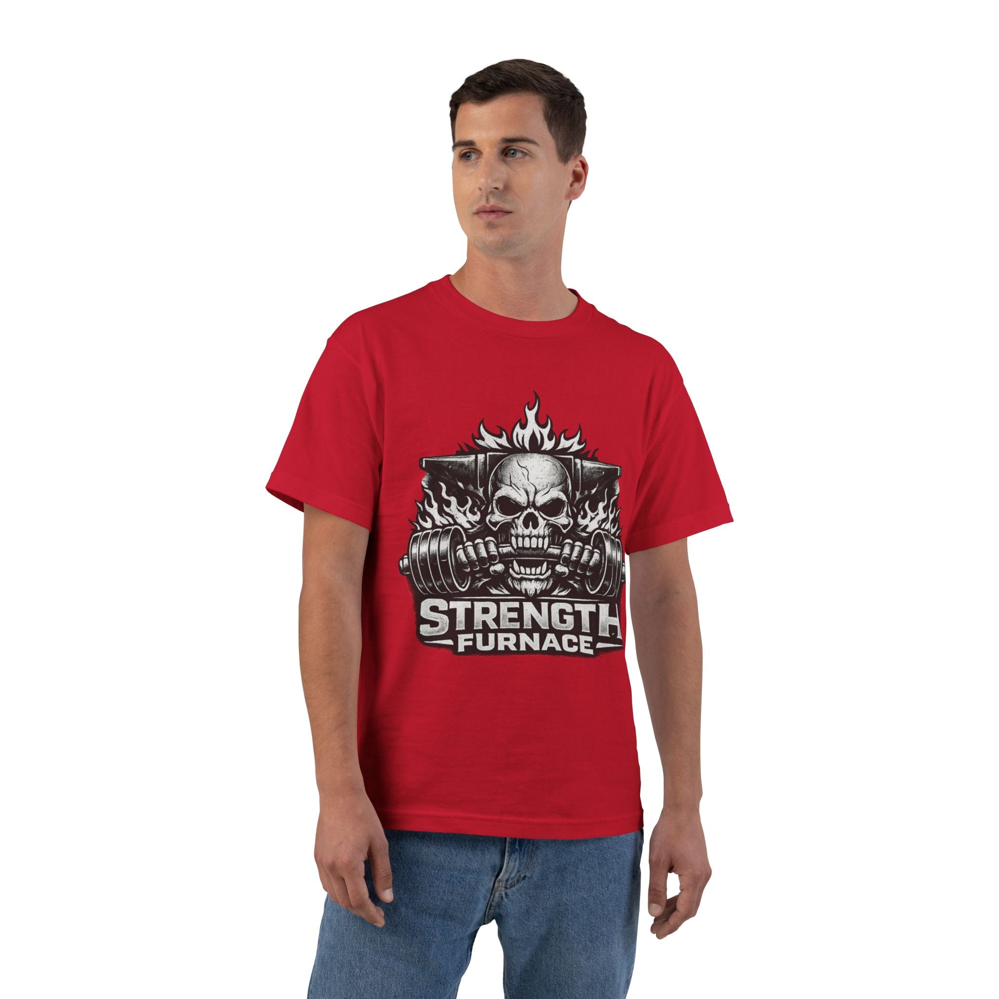 Strength Furnace Skull Gym T-Shirt — Deadlift Weightlifting Tee