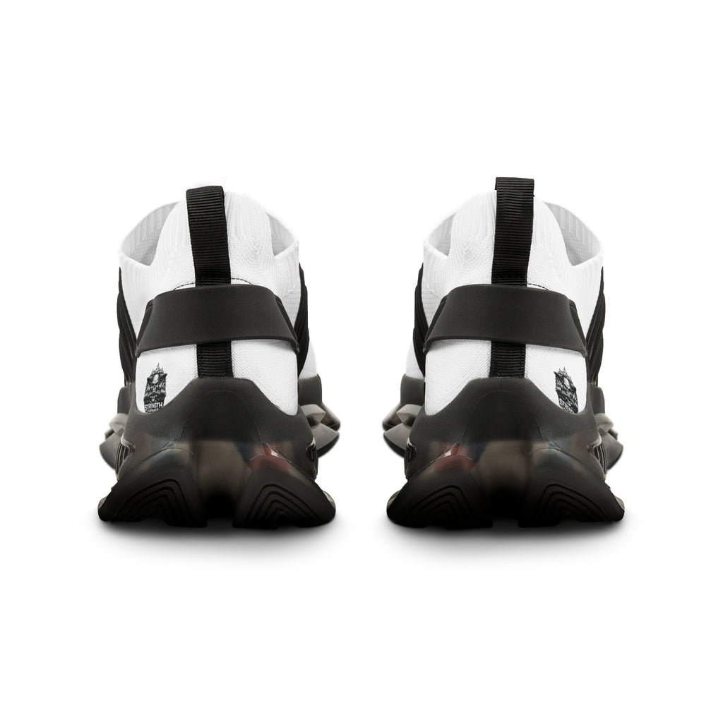 Men's Lightweight Mesh Sneakers — Breathable White Athletic Shoes with Color-Speckled Sole