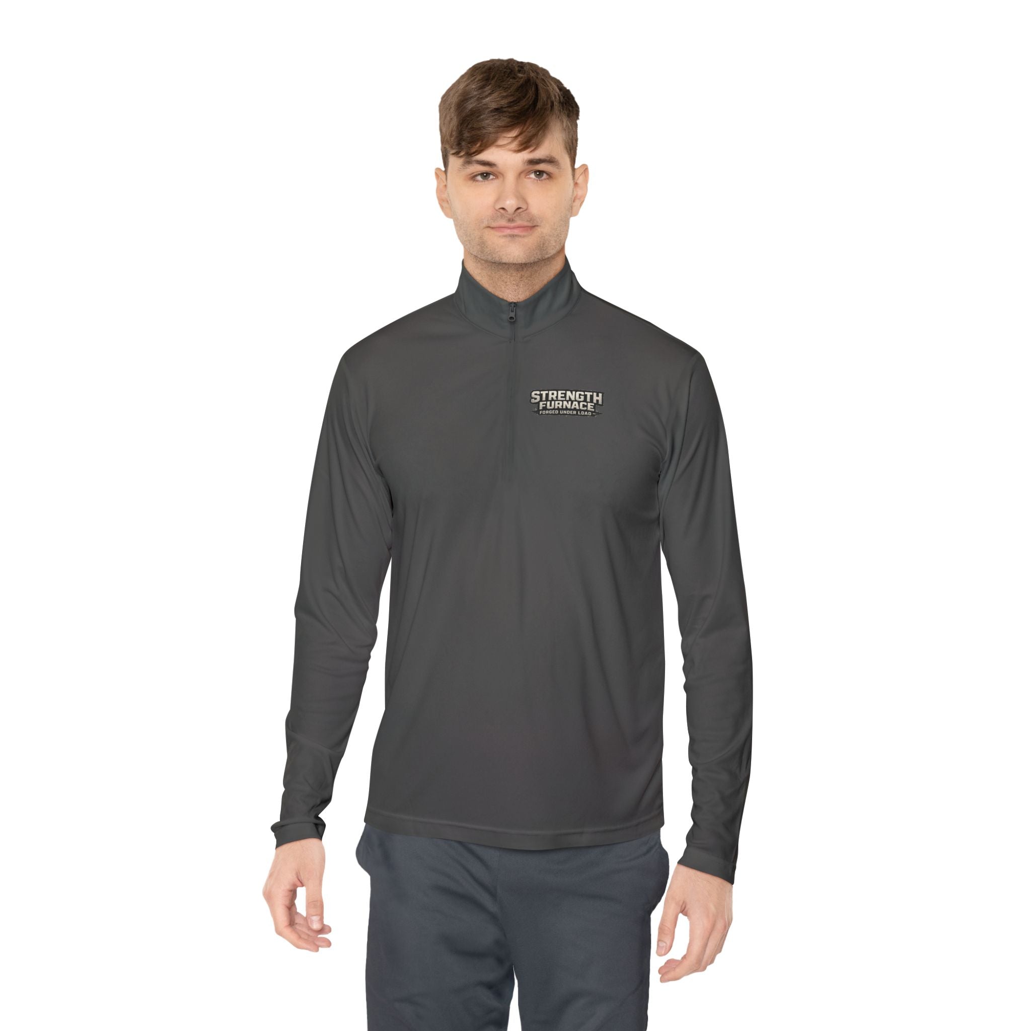 Quarter-Zip Pullover — "Calories Don't Burn, I Crush Them" Vintage Gym Graphic