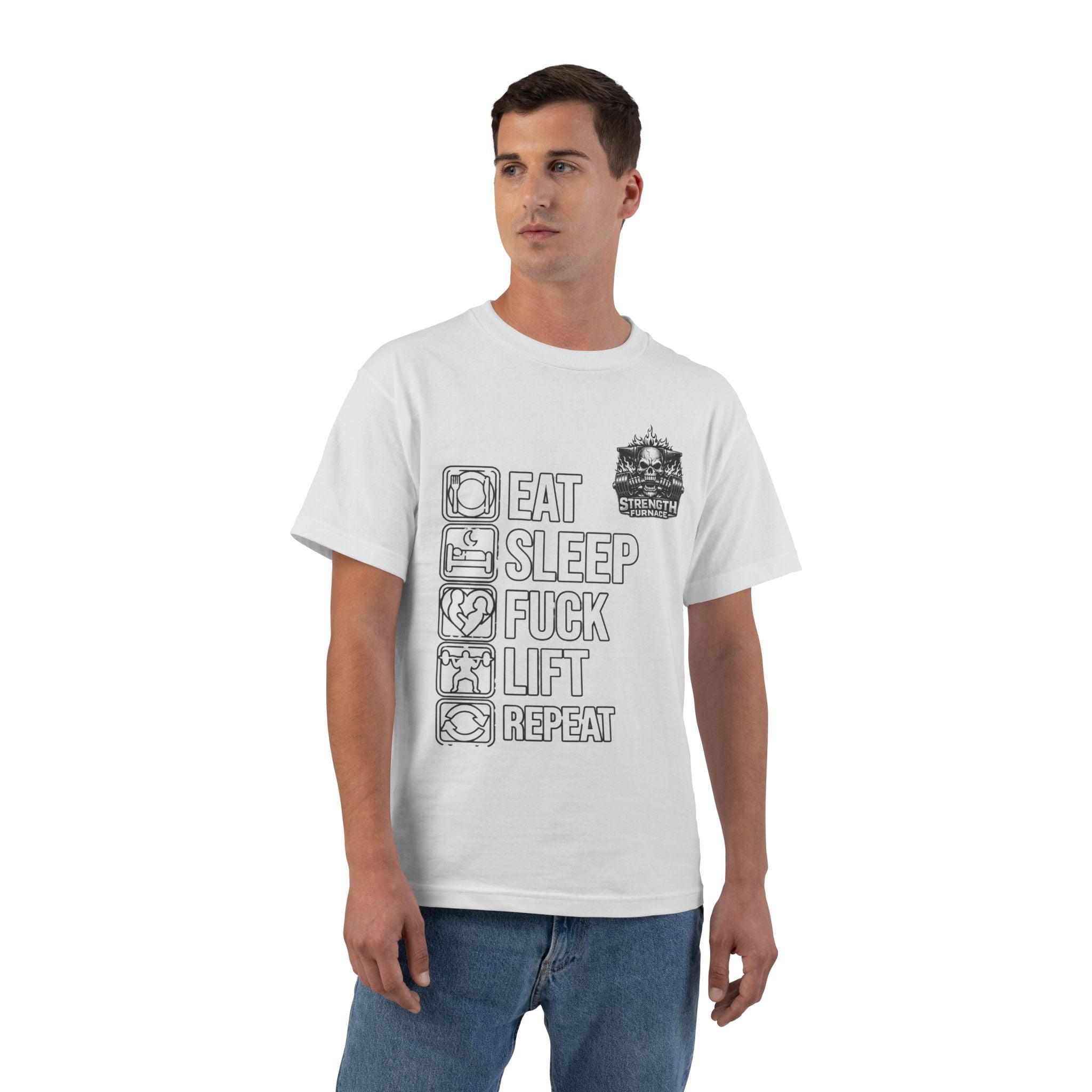 Eat Sleep Fuck Lift Repeat T-Shirt — Gym Humor Workout Tee