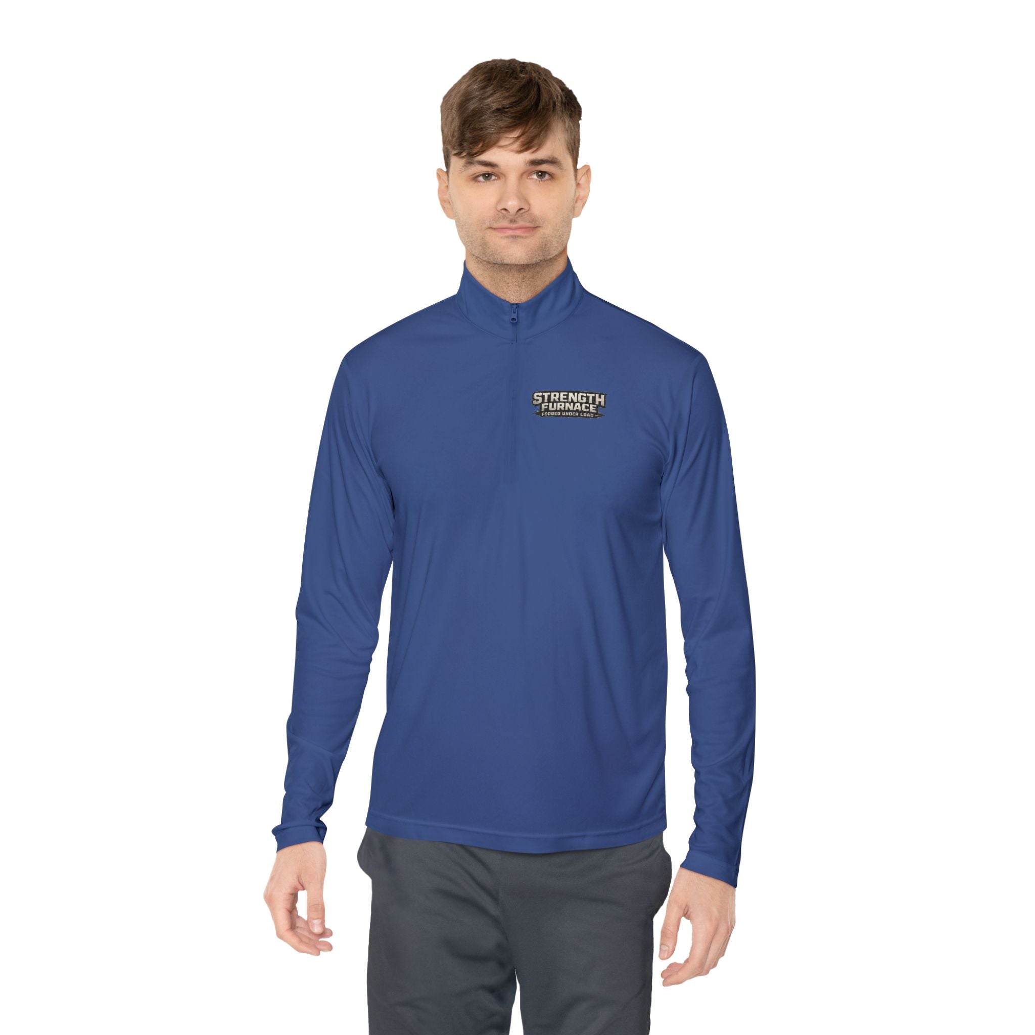 Quarter-Zip Pullover — "Calories Don't Burn, I Crush Them" Vintage Gym Graphic