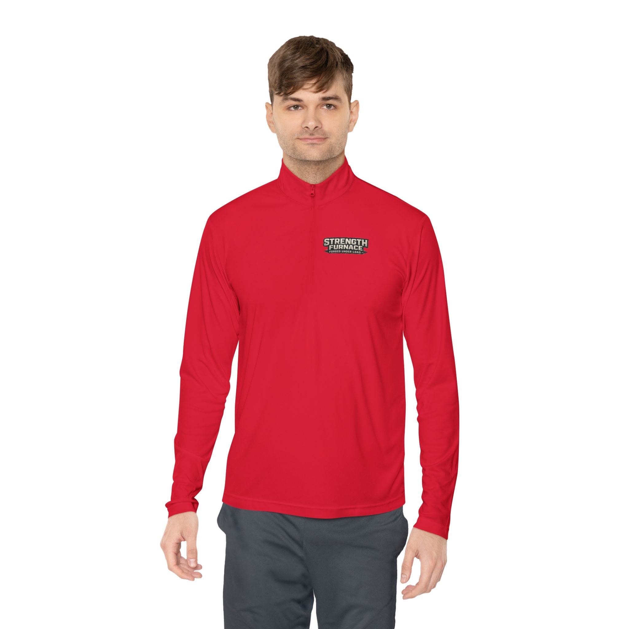 Quarter-Zip Pullover — "Calories Don't Burn, I Crush Them" Vintage Gym Graphic