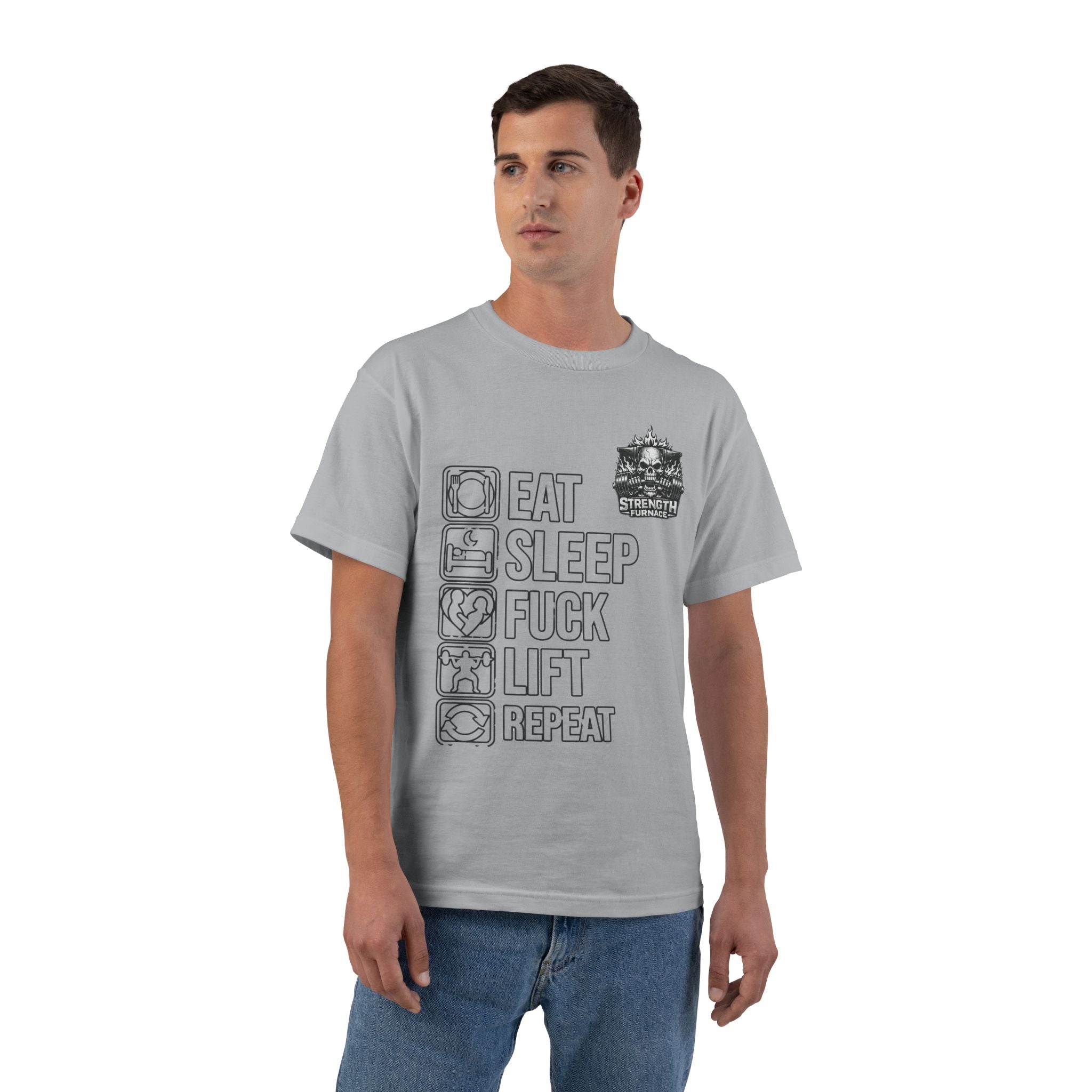 Eat Sleep Fuck Lift Repeat T-Shirt — Gym Humor Workout Tee
