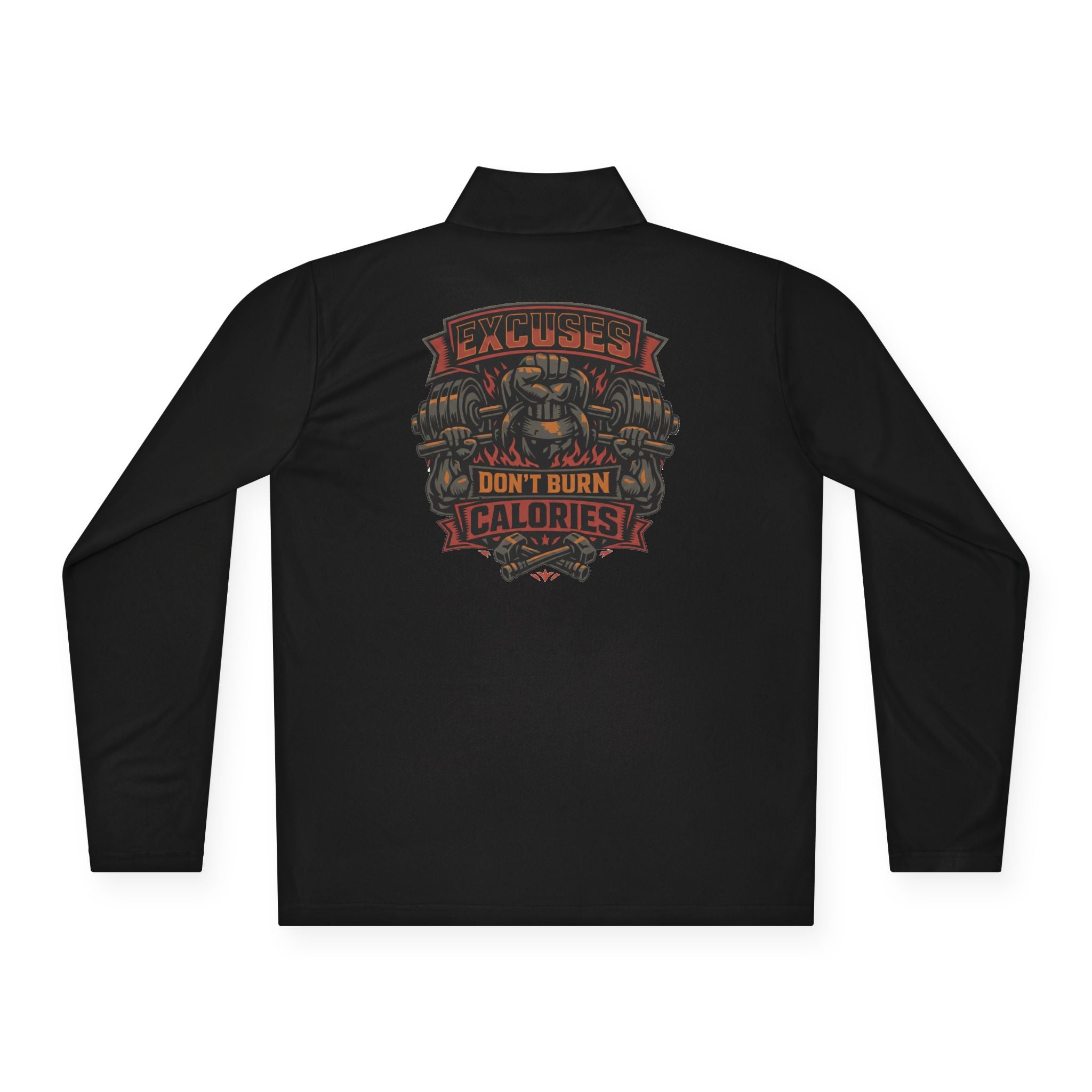 Quarter-Zip Pullover — "Calories Don't Burn, I Crush Them" Vintage Gym Graphic