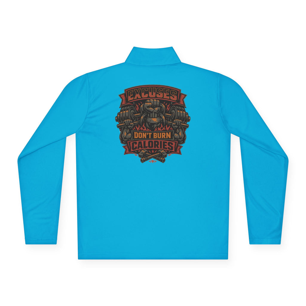 Quarter-Zip Pullover — "Calories Don't Burn, I Crush Them" Vintage Gym Graphic