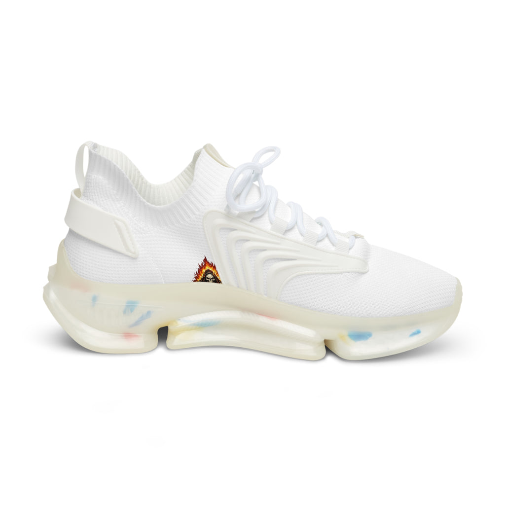 Men's Lightweight Mesh Sneakers — Breathable White Athletic Shoes with Color-Speckled Sole