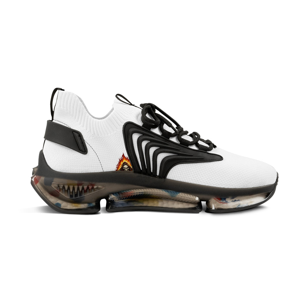 Men's Lightweight Mesh Sneakers — Breathable White Athletic Shoes with Color-Speckled Sole
