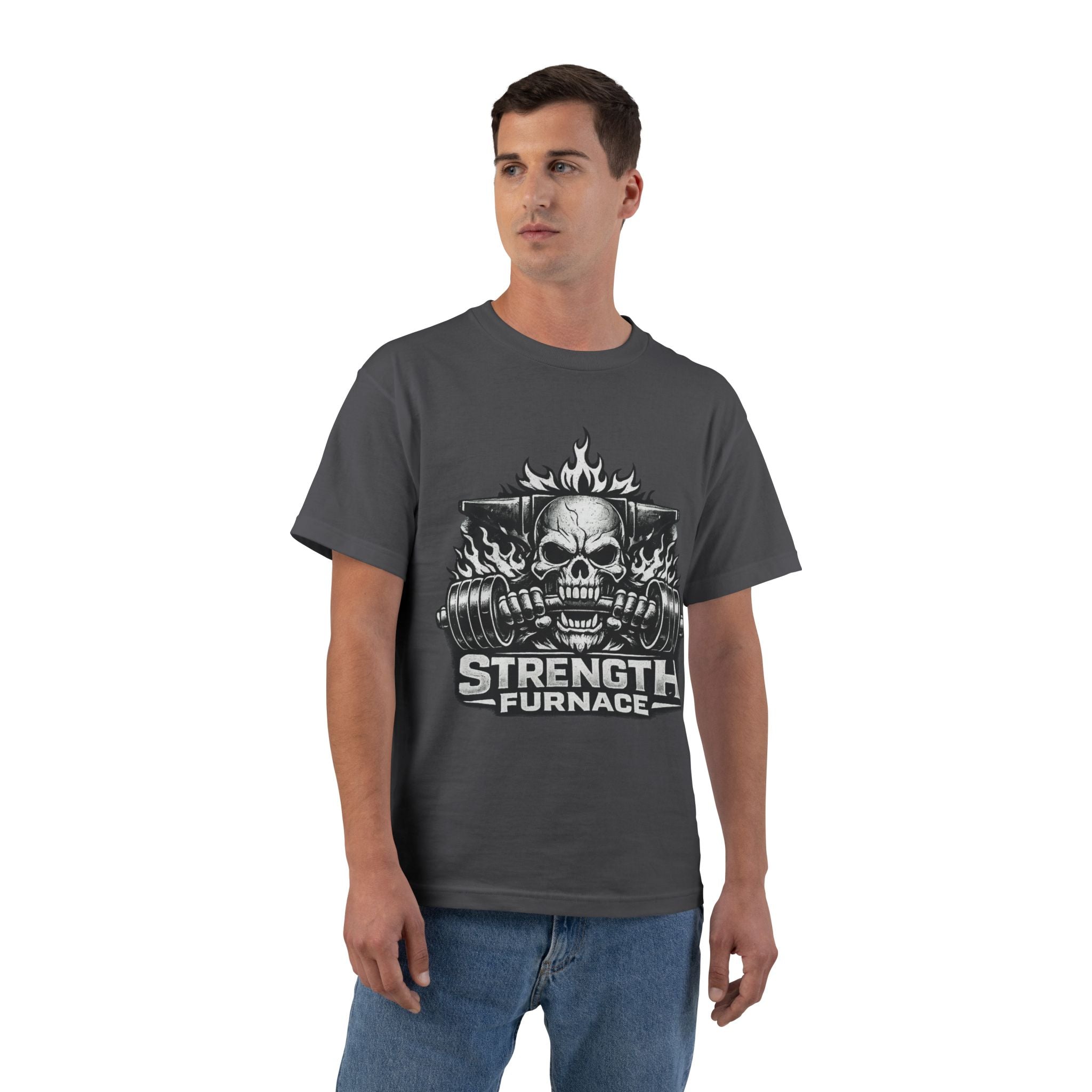 Strength Furnace Skull Gym T-Shirt — Deadlift Weightlifting Tee