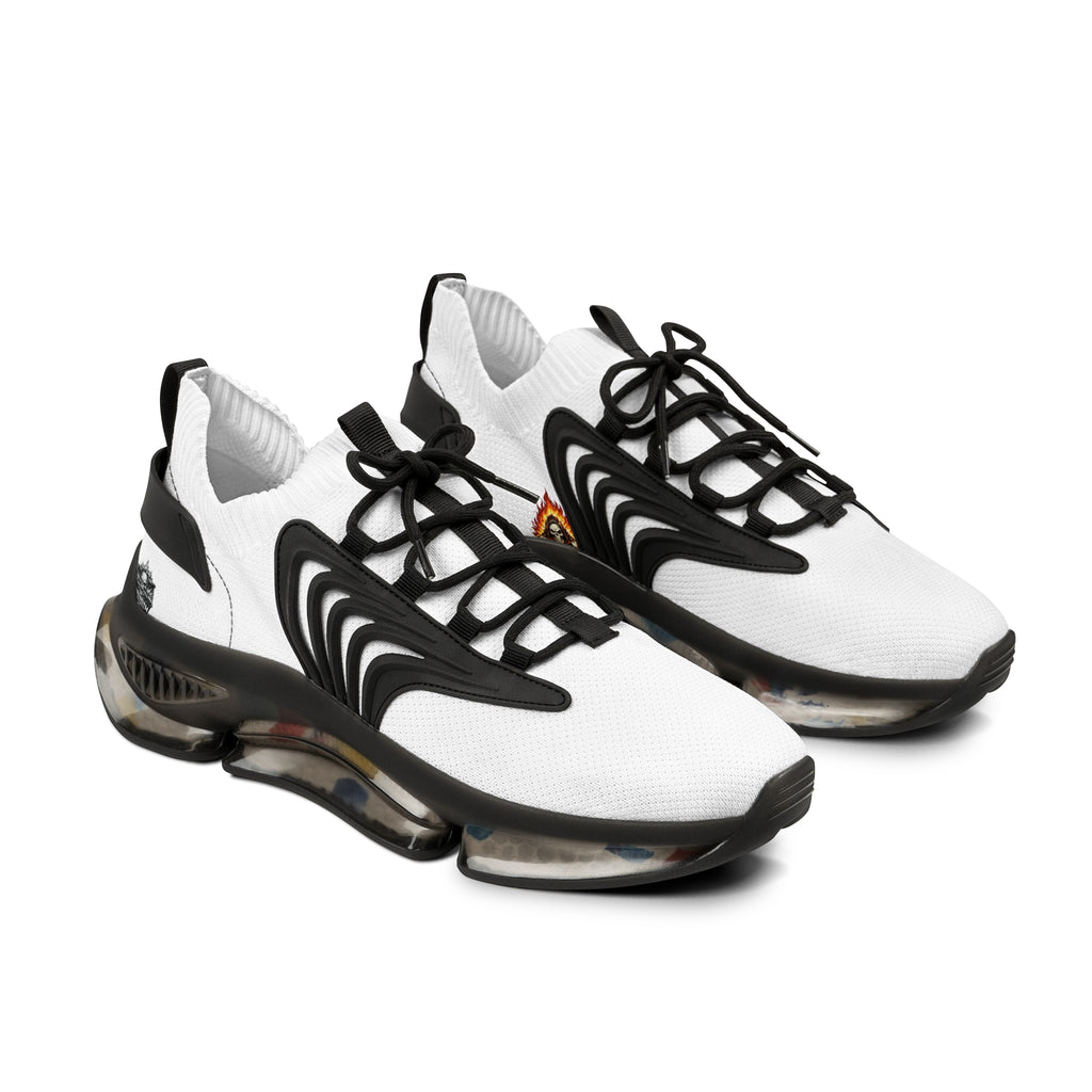 Men's Lightweight Mesh Sneakers — Breathable White Athletic Shoes with Color-Speckled Sole