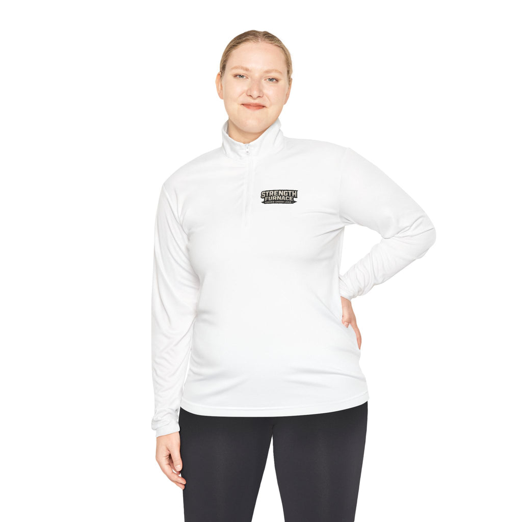 Quarter-Zip Pullover — "Calories Don't Burn, I Crush Them" Vintage Gym Graphic