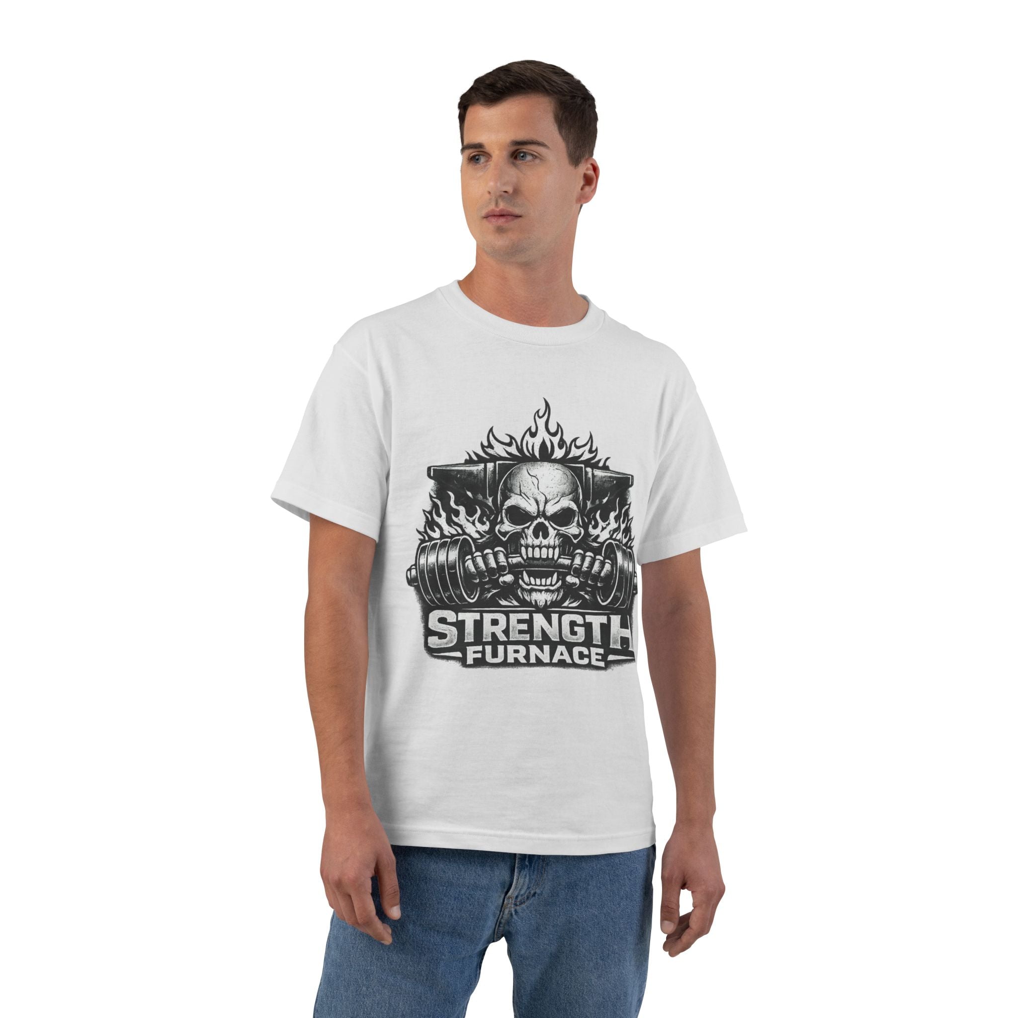 Strength Furnace Skull Gym T-Shirt — Deadlift Weightlifting Tee
