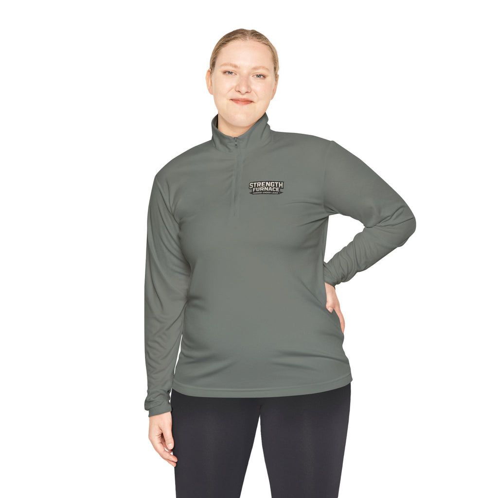 Quarter-Zip Pullover — "Calories Don't Burn, I Crush Them" Vintage Gym Graphic