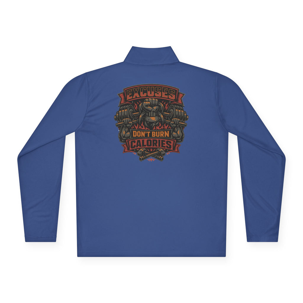 Quarter-Zip Pullover — "Calories Don't Burn, I Crush Them" Vintage Gym Graphic