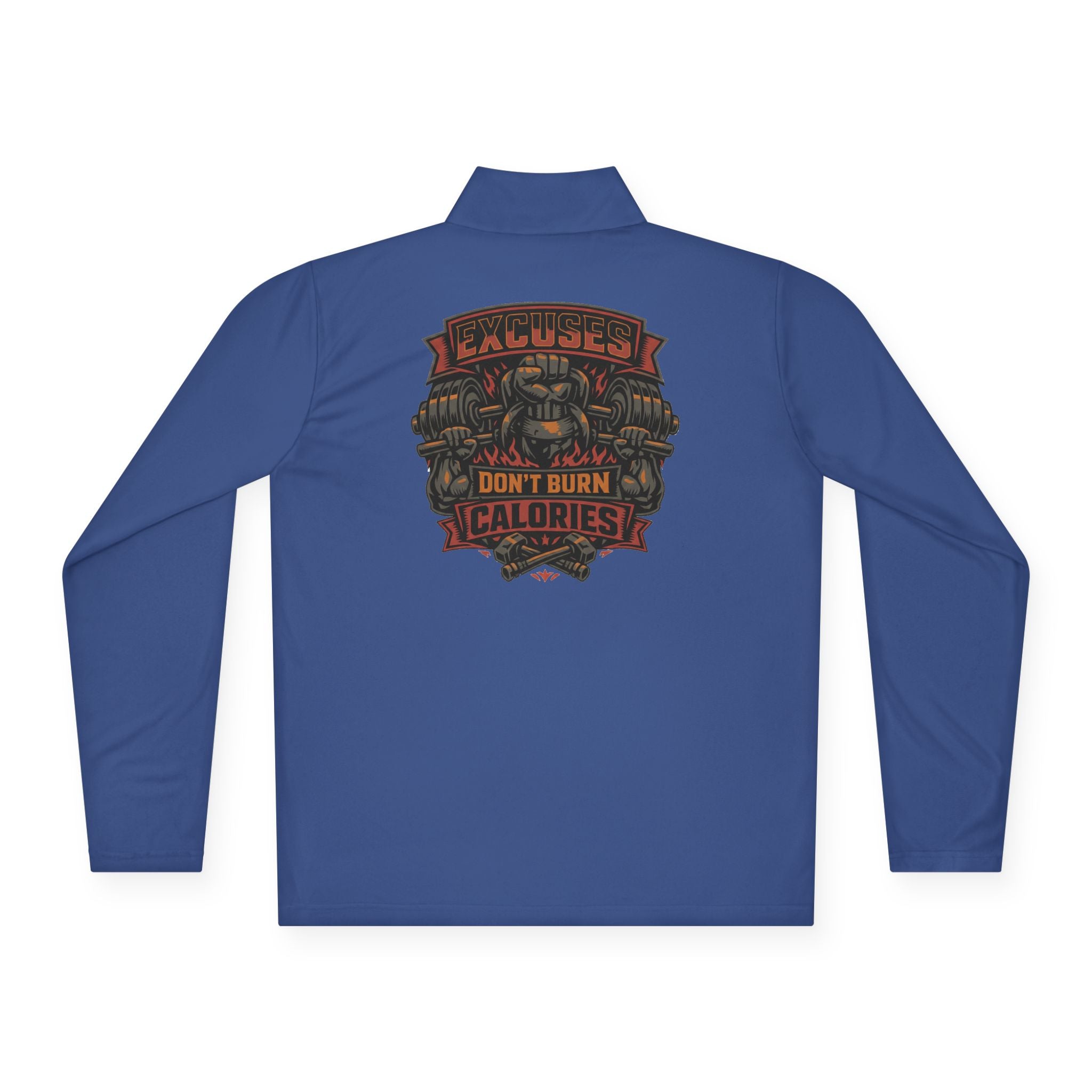 Quarter-Zip Pullover — "Calories Don't Burn, I Crush Them" Vintage Gym Graphic