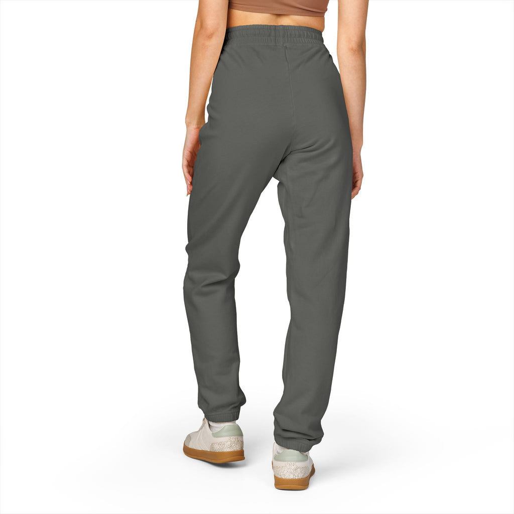 Graphic Sweatpants — Vertical 'Peace, Love, Music' Retro Band Design