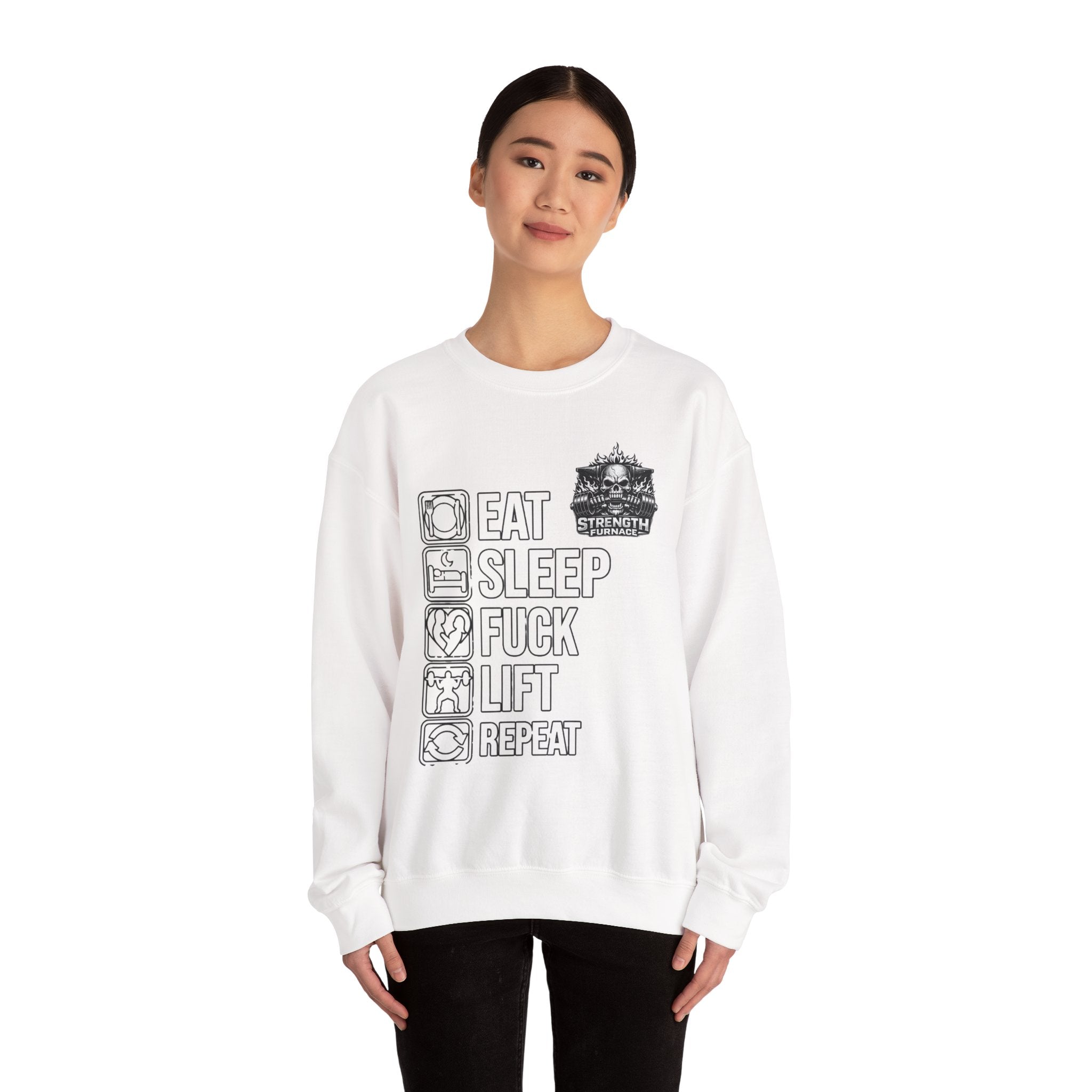 Crewneck Sweatshirt — Eat Sleep Fuck Lift Repeat Gym Graphic