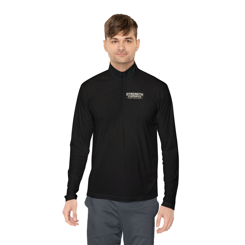 Quarter-Zip Pullover — "Calories Don't Burn, I Crush Them" Vintage Gym Graphic