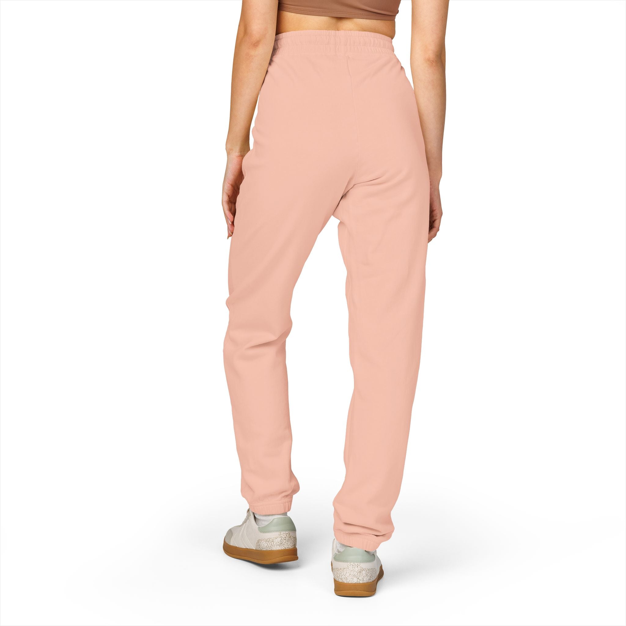 Graphic Sweatpants — Vertical 'Peace, Love, Music' Retro Band Design
