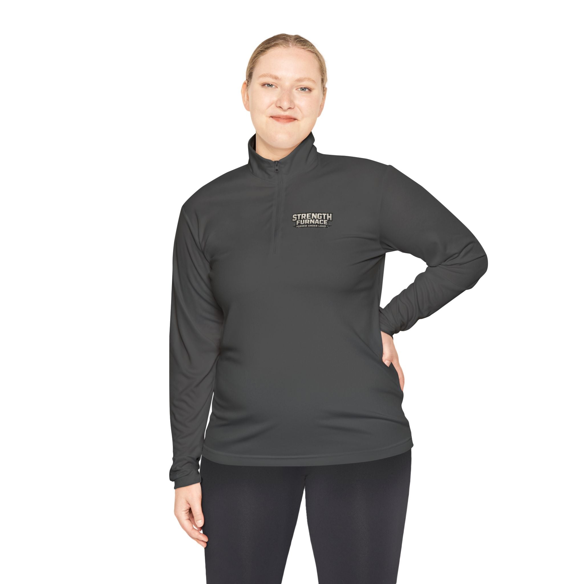 Quarter-Zip Pullover — "Calories Don't Burn, I Crush Them" Vintage Gym Graphic