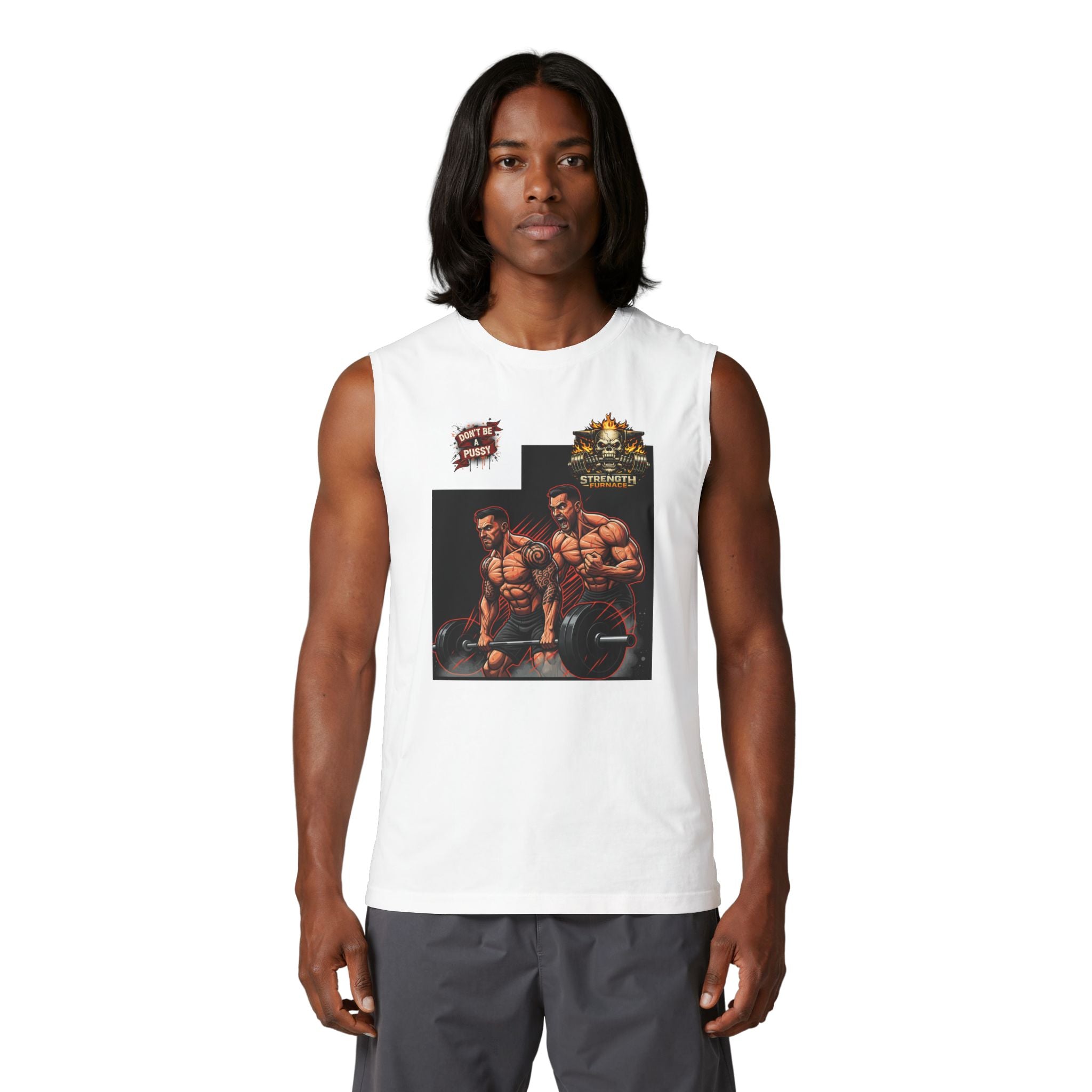 Don't be a Pussy | But use a Spotter Graphic Muscle Tee