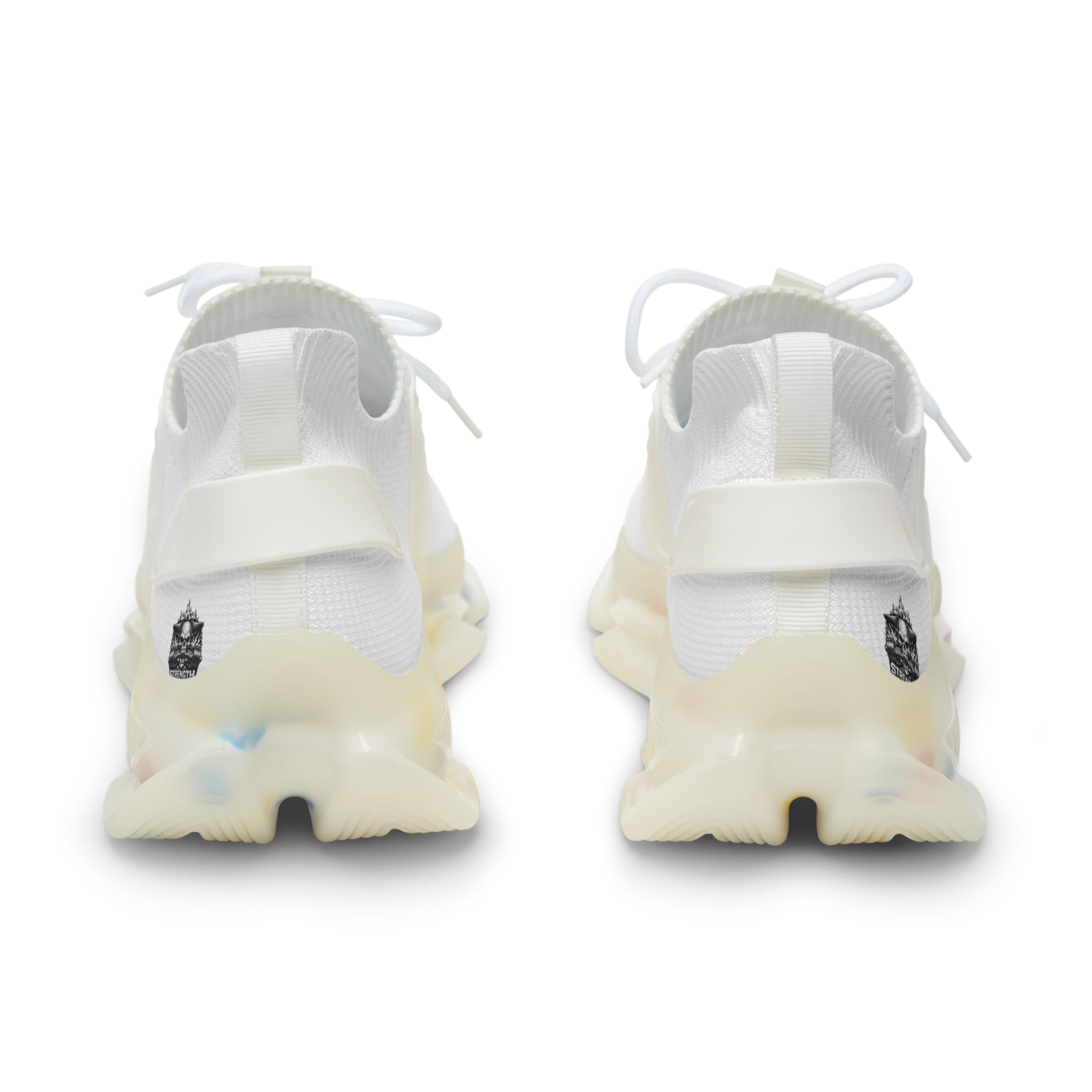 Men's Lightweight Mesh Sneakers — Breathable White Athletic Shoes with Color-Speckled Sole