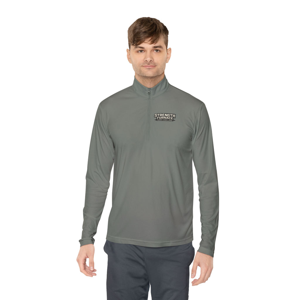 Quarter-Zip Pullover — "Calories Don't Burn, I Crush Them" Vintage Gym Graphic