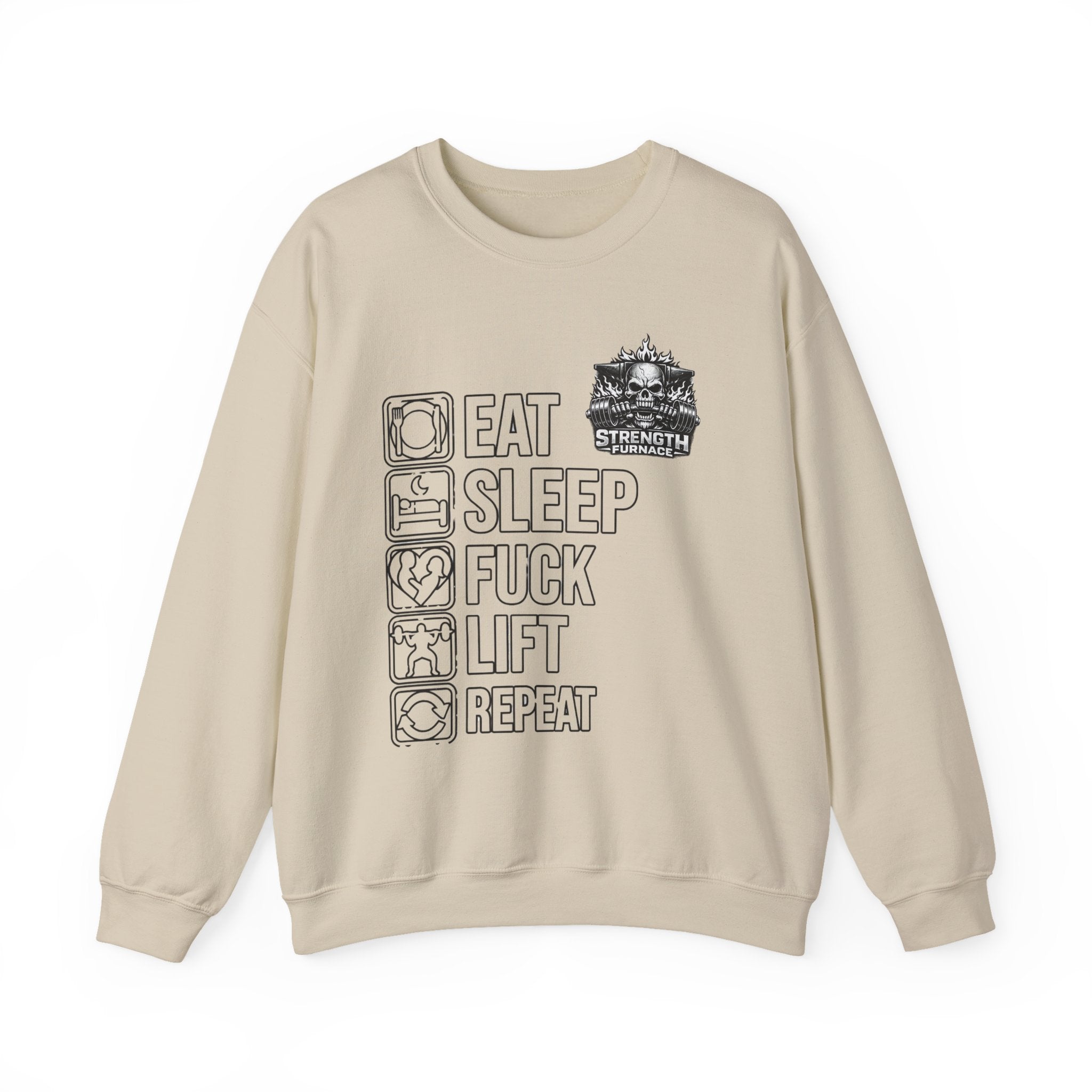 Crewneck Sweatshirt — Eat Sleep Fuck Lift Repeat Gym Graphic