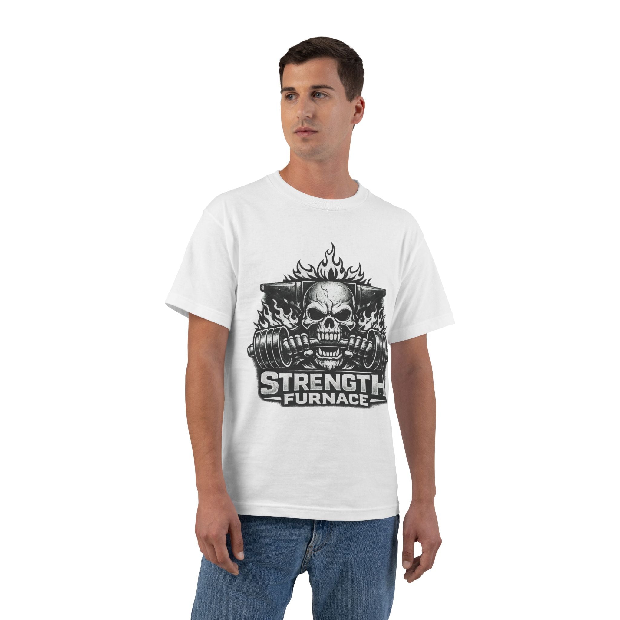 Strength Furnace Skull Gym T-Shirt — Deadlift Weightlifting Tee