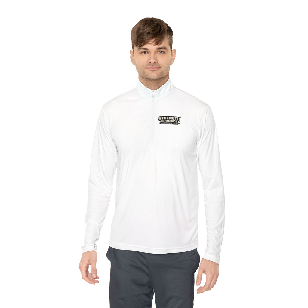 Quarter-Zip Pullover — "Calories Don't Burn, I Crush Them" Vintage Gym Graphic