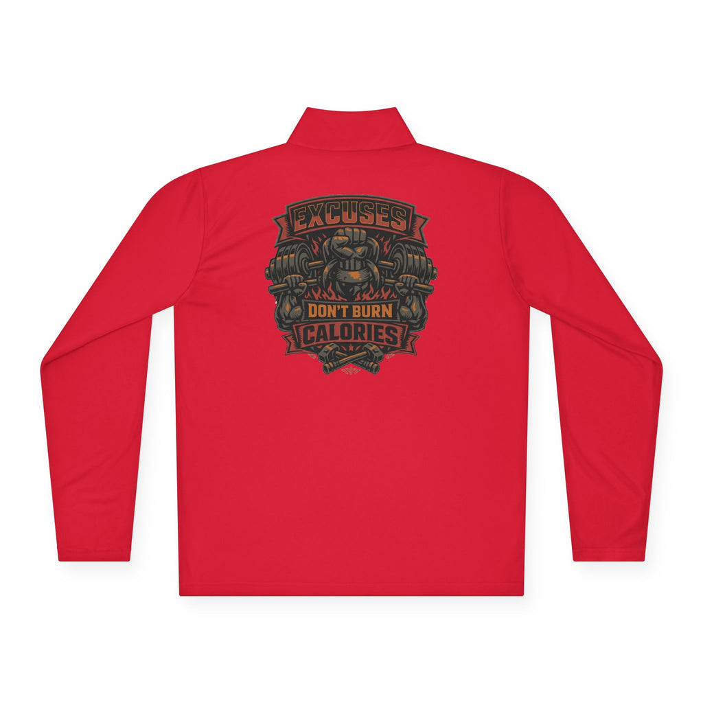 Quarter-Zip Pullover — "Calories Don't Burn, I Crush Them" Vintage Gym Graphic