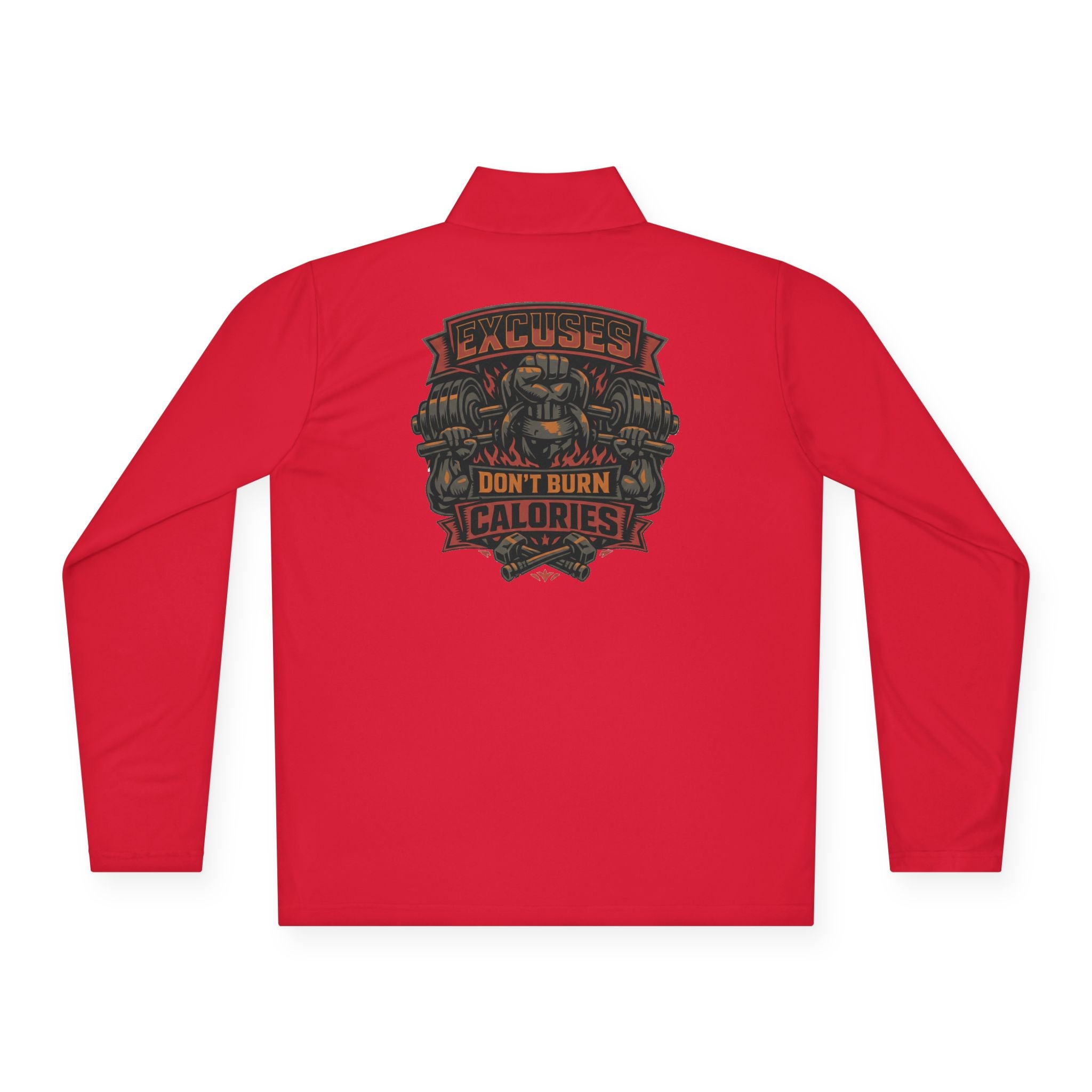 Quarter-Zip Pullover — "Calories Don't Burn, I Crush Them" Vintage Gym Graphic