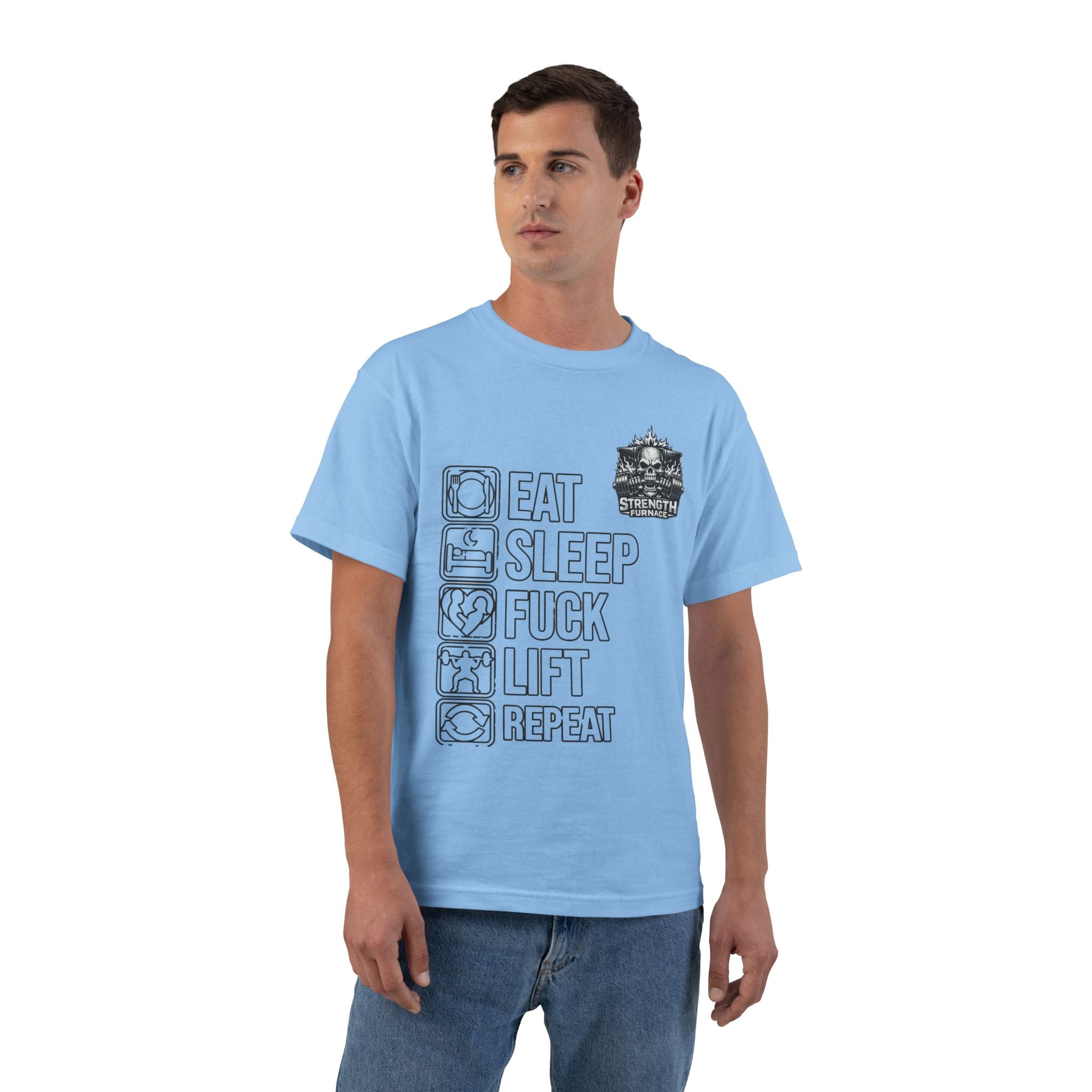 Eat Sleep Fuck Lift Repeat T-Shirt — Gym Humor Workout Tee