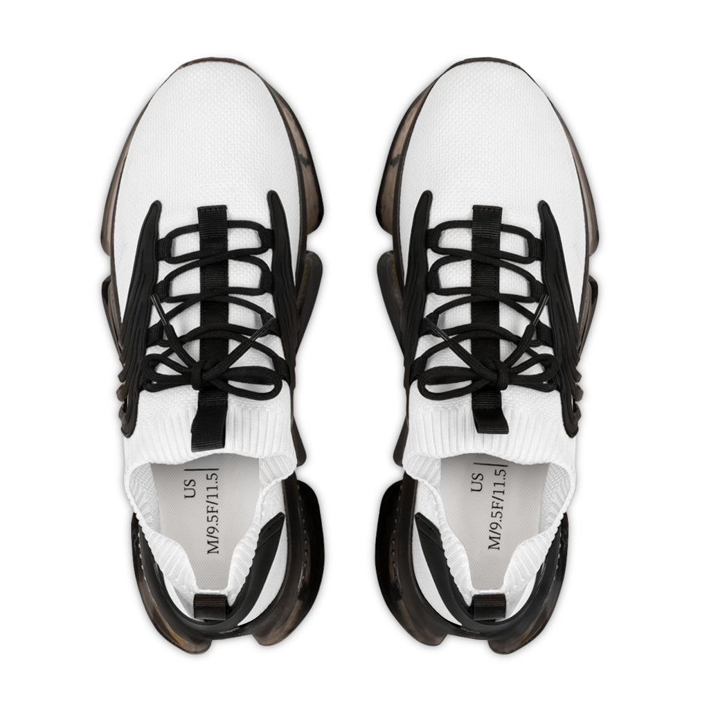 Men's Lightweight Mesh Sneakers — Breathable White Athletic Shoes with Color-Speckled Sole