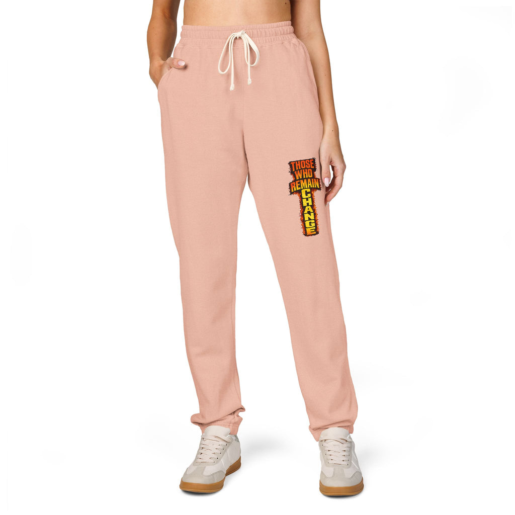 Graphic Sweatpants — Vertical 'Peace, Love, Music' Retro Band Design