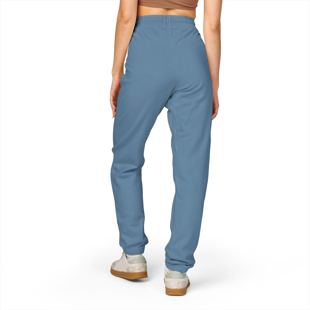 Graphic Sweatpants — Vertical 'Peace, Love, Music' Retro Band Design