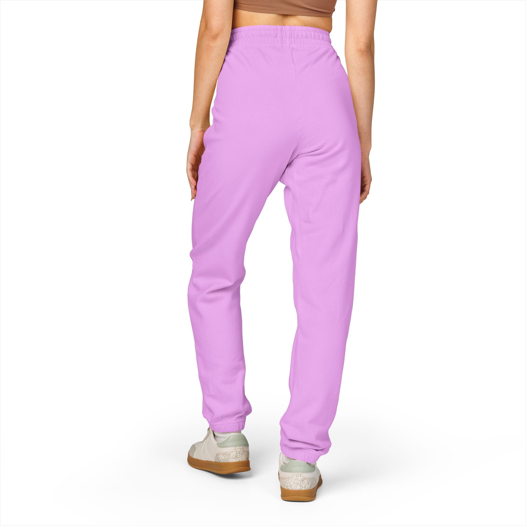 Graphic Sweatpants — Vertical 'Peace, Love, Music' Retro Band Design